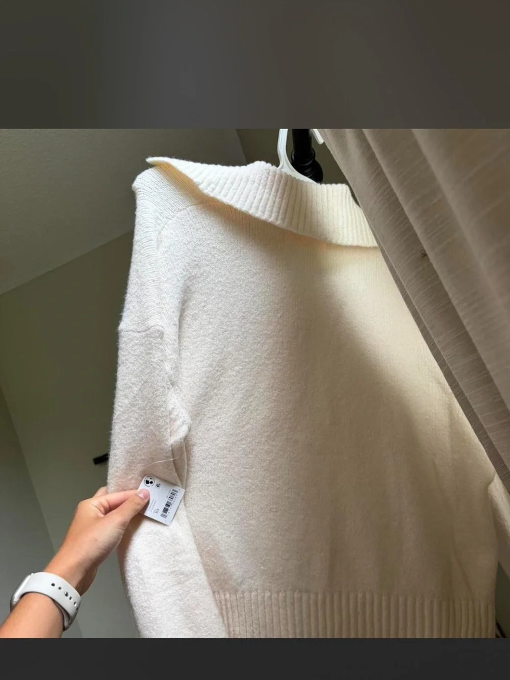 Free People Cream Button-Up Cowl Sweater